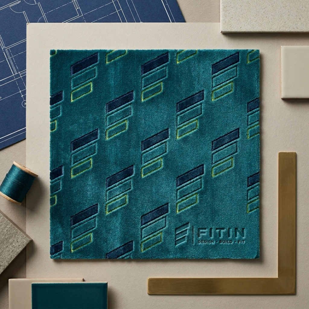 Teal patterned velvet