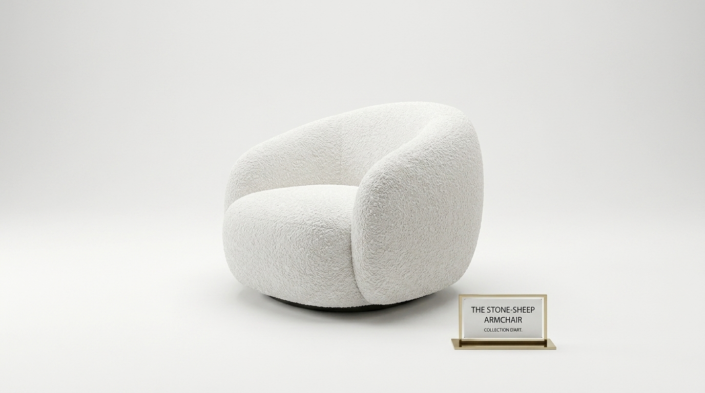 Stone-Sheep — The Bouclé Swivel Armchair