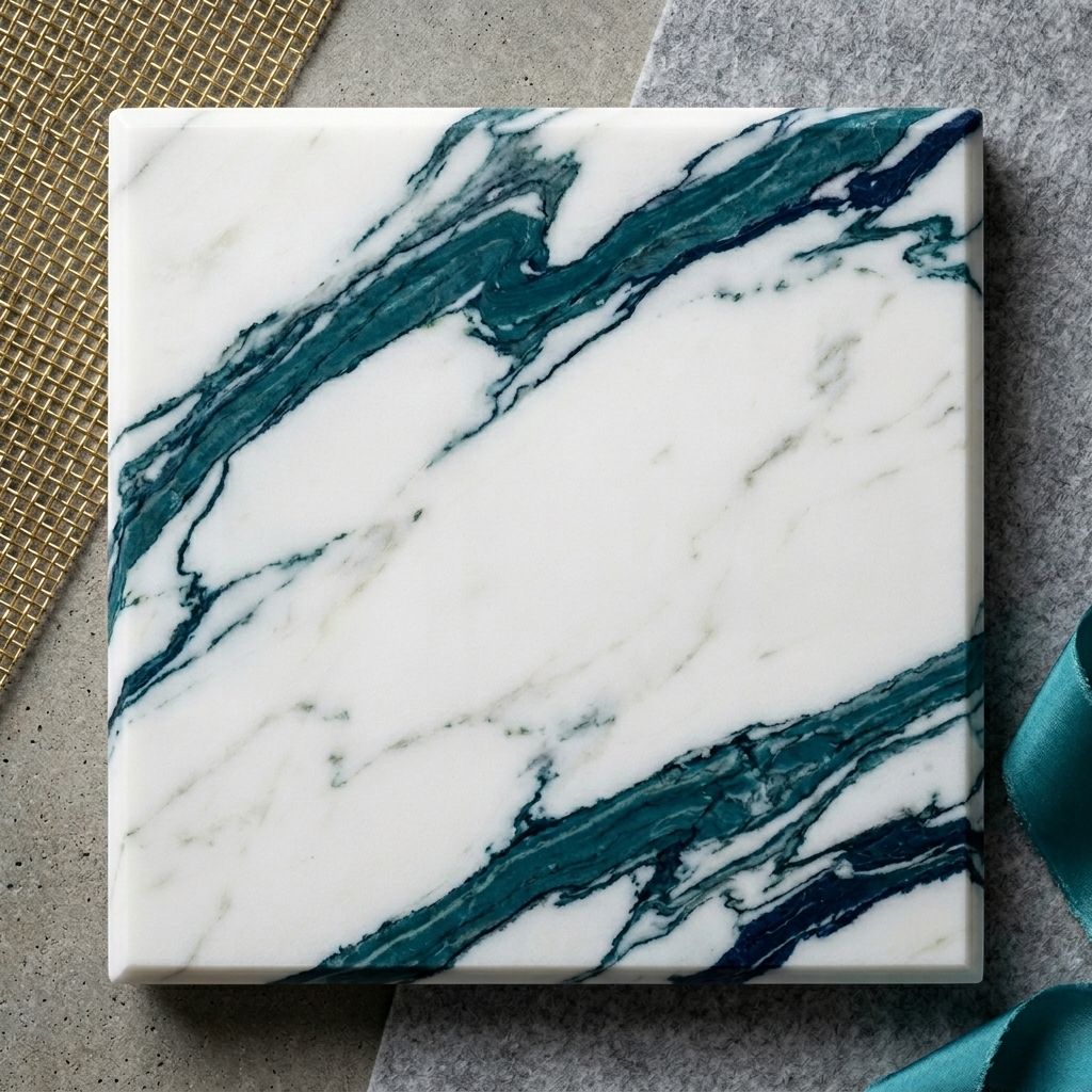 Teal-veined marble