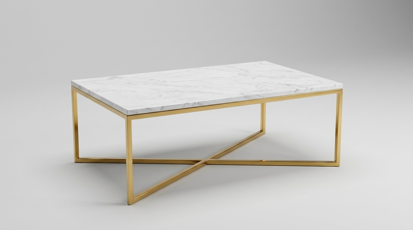 Kasa — Carrara Marble & Brass Coffee Table