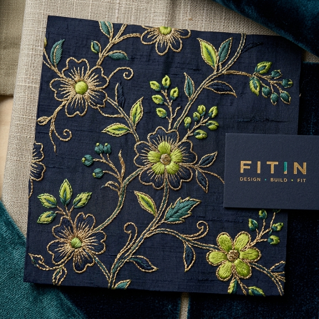 Embroidered silk