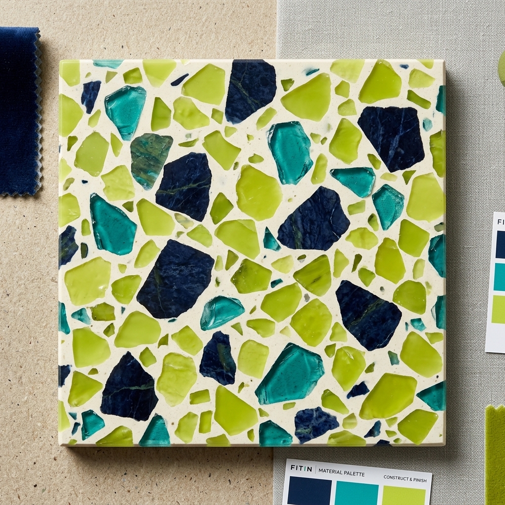 Lime · navy terrazzo