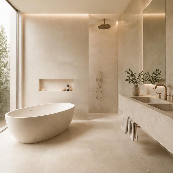 Safa — Pale Stone Spa Bathroom